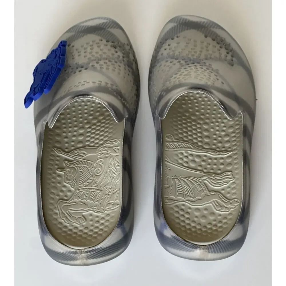 Burberry Mens Stingray Rubber Lichen IP Check Sandals 14 (47) 8088962 NIB $550